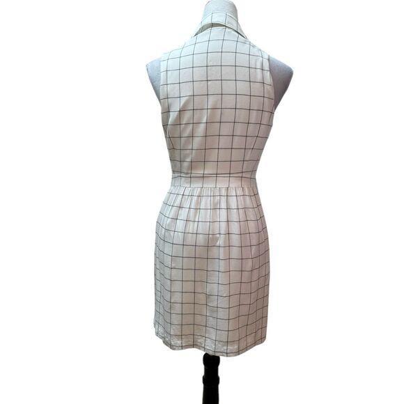 Sleeveless Grid Print Dress‎ White & Black Career Casual Party - Picture 3 of 8